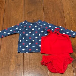 Old Navy Kids Starry Rashguard Set - Red and Blue